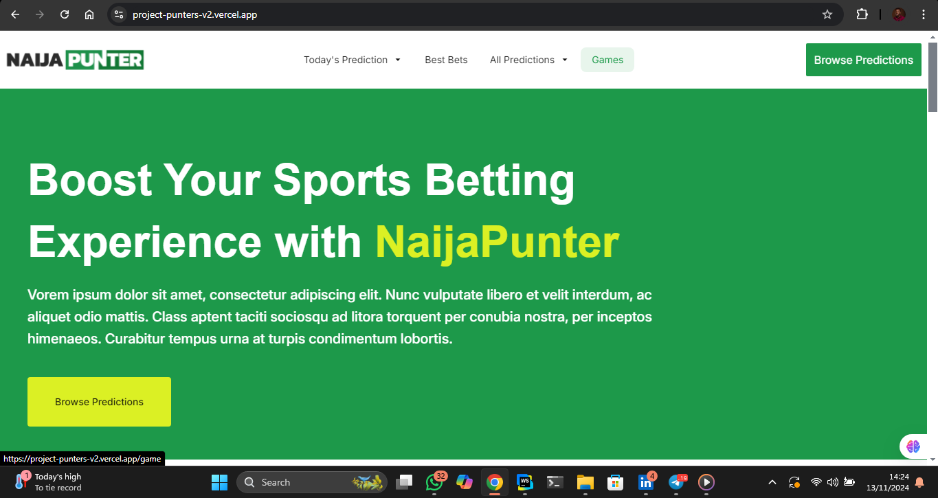 Photo of the punters app