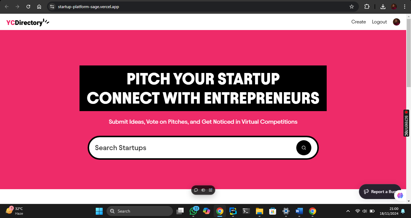 Startup Platform Homepage